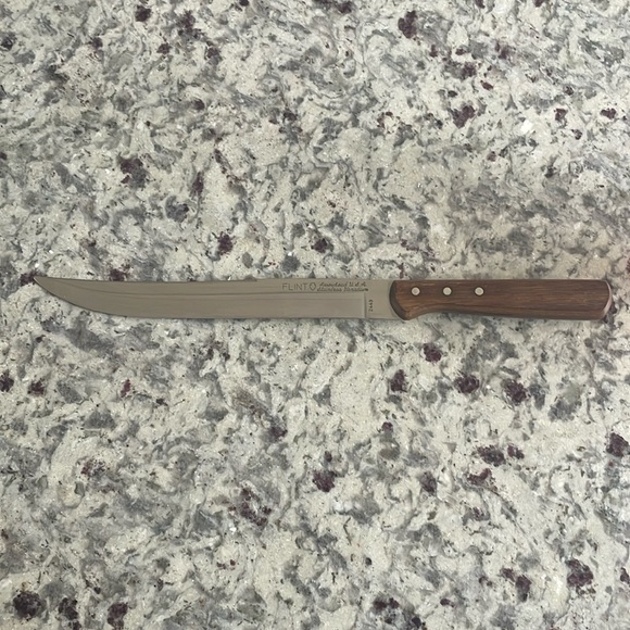 Vintage Flint Stainless USA Waverly Edge Carving Knife 13” Rivet Handle - Picture 1 of 7
